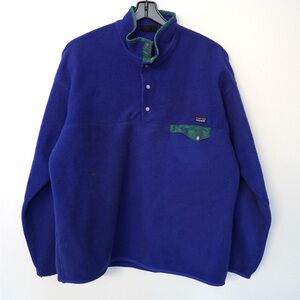 Patagonia Blue Fleece Jacket with Green Accents